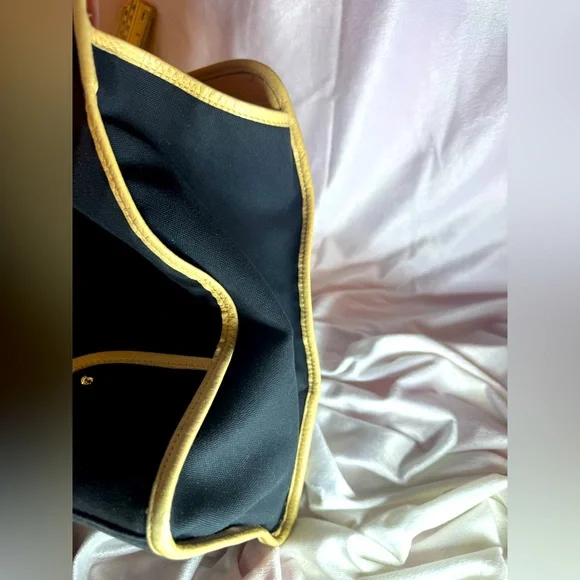 Dolce and Gabbana Tote Black Nylon Tan Leather Leopard Lining Rare Vintage - Picture 5 of 15